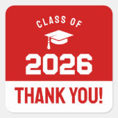Minimal Red Class of 2026 Thank You スクエアシール (正面)