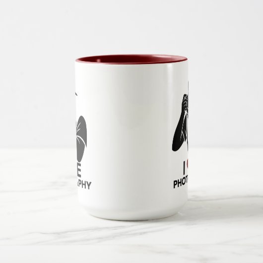 Minimal Red Heart Love Design Combo Coffee Mug マグカップ (中央)
