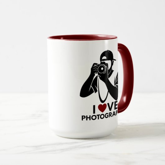 Minimal Red Heart Love Design Combo Coffee Mug マグカップ (正面右)