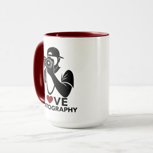 Minimal Red Heart Love Design Combo Coffee Mug マグカップ (正面左)