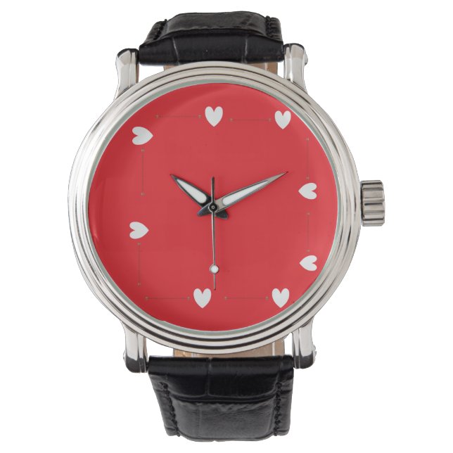 Minimal Red Heart Watch – Elegant Love Design 腕時計 (正面)