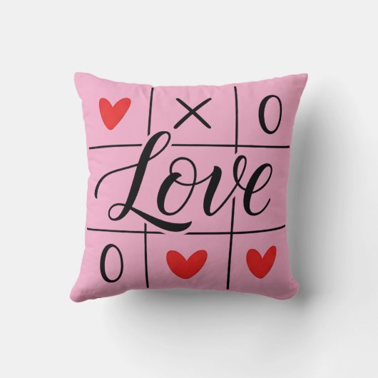 Minimal Red Hearts Decorative Pillow クッション (裏面)