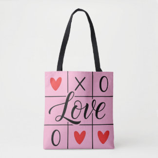 Minimal Red Hearts Love Tote Bag トートバッグ
