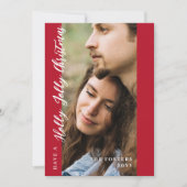 Minimal Red Holly Jolly Christmas Photo  シーズンカード (正面)