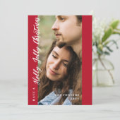 Minimal Red Holly Jolly Christmas Photo  シーズンカード (スタンド正面)