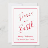 Minimal|Red Peace on Earth Christmas Card 招待状 (正面)
