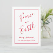 Minimal|Red Peace on Earth Christmas Card 招待状 (スタンド正面)