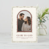 Minimal Religious Family Arch Photo Christmas シーズンカード (スタンド正面)