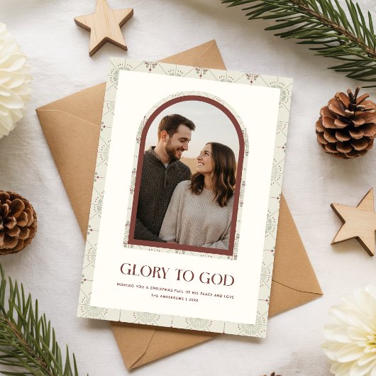 Minimal Religious Family Arch Photo Christmas シーズンカード