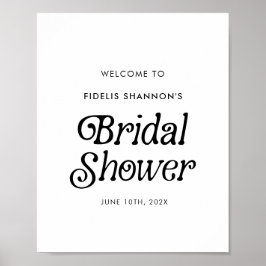 Minimal Retro Bridal Shower Welcome Sign ポスター