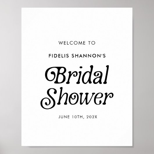 Minimal Retro Bridal Shower Welcome Sign ポスター (正面)