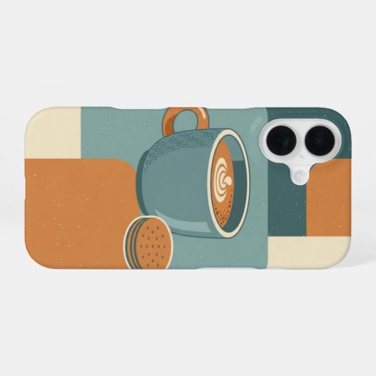 Minimal Retro Coffee and Cookie iPhone 16ケース (裏面横)
