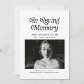 Minimal Retro Funeral In Loving Memory 招待状 (正面)