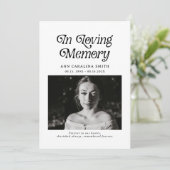 Minimal Retro Funeral In Loving Memory 招待状 (スタンド正面)