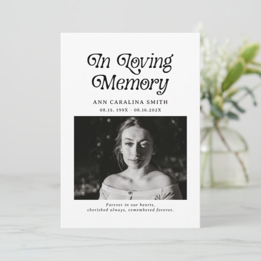 Minimal Retro Funeral In Loving Memory 招待状 (スタンド正面)