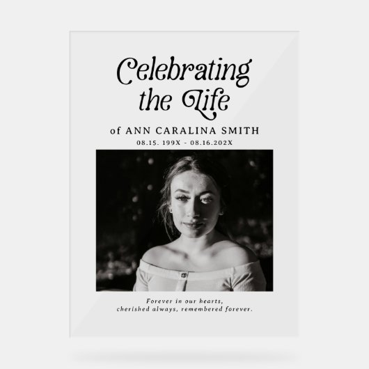 Minimal Retro Funeral Order of Service Sign アクリルサイン (正面)