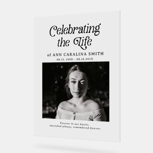 Minimal Retro Funeral Order of Service Sign アクリルサイン (傾斜)