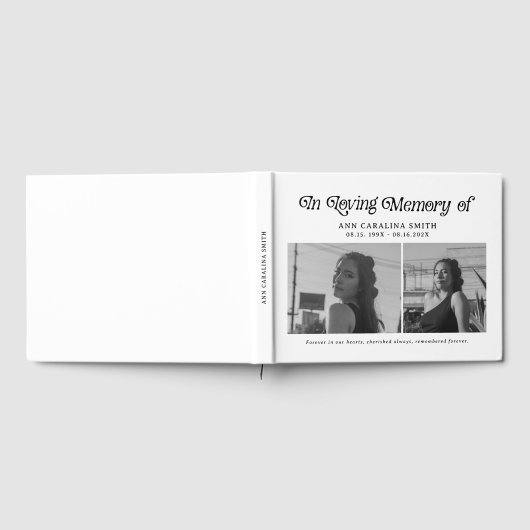 Minimal Retro Funeral Photo In Loving Memory ゲストブック (全面)