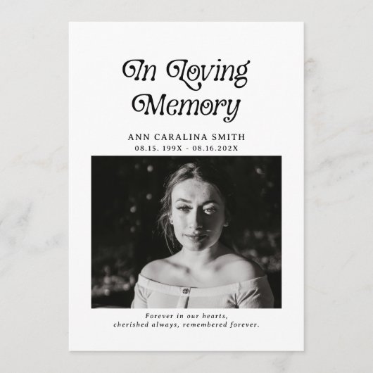 Minimal Retro Funeral Photo In Loving Memory プログラム (正面)