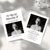 Minimal Retro Funeral Photo In Loving Memory  招待状