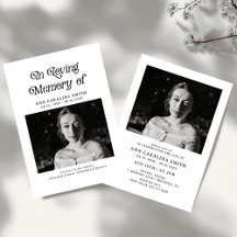 Minimal Retro Funeral Photo In Loving Memory 