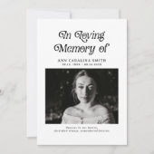 Minimal Retro Funeral Photo In Loving Memory  招待状 (正面)