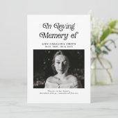 Minimal Retro Funeral Photo In Loving Memory  招待状 (スタンド正面)