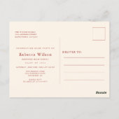 Minimal Retro Graduate Graduation Party Invitation ポストカード (裏面)