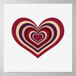 Minimal Retro Heart Wall Art Poster ポスター