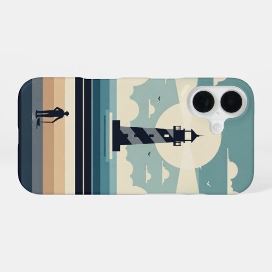 Minimal Retro Lighthouse iPhone 16ケース (裏面横)
