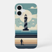 Minimal Retro Lighthouse iPhone 16ケース (裏面)