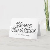 Minimal Retro Outline Script Merry Christmas シーズンカード (正面)