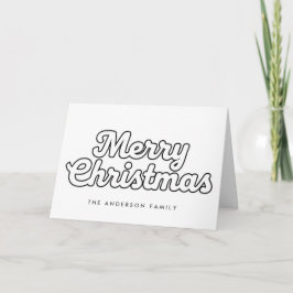 Minimal Retro Outline Script Merry Christmas シーズンカード