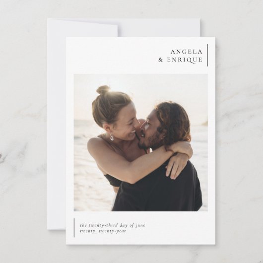 Minimal Romantic Elegant Typography Photo Wedding 招待状 (正面)