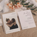 Minimal Romantic Elegant Typography Photo Wedding 招待状<br><div class="desc">Announce your big day in style with our stunning minimalist wedding invitation design, showcasing your custom engagement photo. The front of the card features a save-the-date design, elegantly displaying the couple's names and wedding date above and below their photo. The cards reverse to the wedding invitation, with classic typography and...</div>