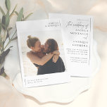 Minimal Romantic Elegant Typography Photo Wedding 招待状<br><div class="desc">Announce your big day in style with our stunning minimalist wedding invitation design, showcasing your custom engagement photo. The front of the card features a save-the-date design, elegantly displaying the couple's names and wedding date above and below their photo. The cards reverse to the wedding invitation, with classic typography and...</div>