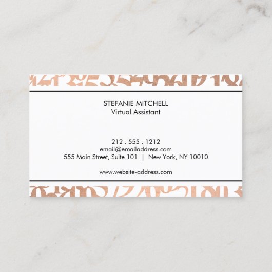 Minimal Rose Gold Virtual Assistant 名刺 (裏面)