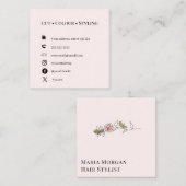 Minimal Rose Hair Stylist Business Card | Elegant  スクエア名刺 (正面/裏面)