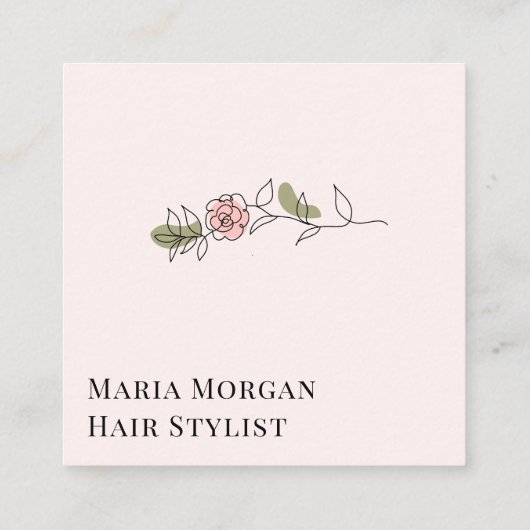 Minimal Rose Hair Stylist Business Card | Elegant  スクエア名刺 (裏面)