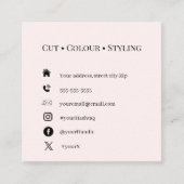 Minimal Rose Hair Stylist Business Card | Elegant  スクエア名刺 (正面)