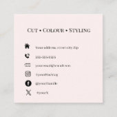 Minimal Rose Hair Stylist Business Card | Elegant スクエア名刺 (裏面)