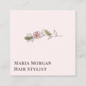 Minimal Rose Hair Stylist Business Card | Elegant スクエア名刺 (正面)
