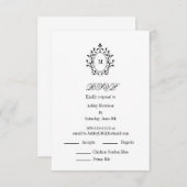 Minimal RSVP card Monogram With 2 Entree Choice エンクロージャーカード (正面/裏面)
