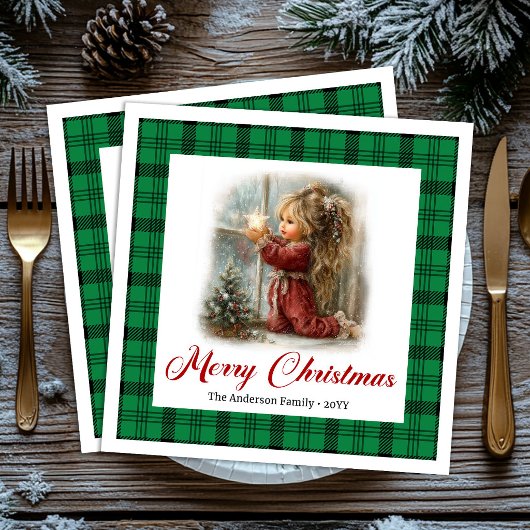 Minimal Rustic Illustration Winter Scene Napkins