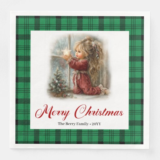 Minimal Rustic Illustration Winter Scene Napkins (正面)