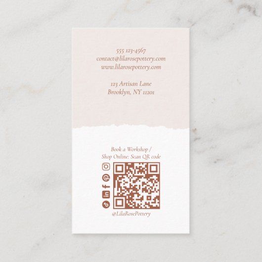 Minimal Rustic Organic Handmade Pottery Design  名刺 (裏面)