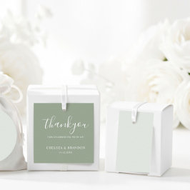 Minimal Rustic Sage Green Thank You Script Wedding フェイバータグ