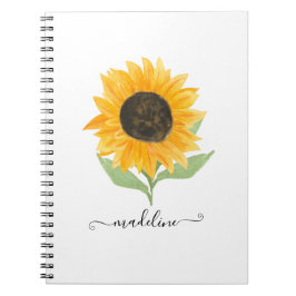 Minimal Rustic Sunflower Personalized Name Script ノートブック