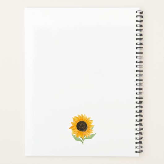 Minimal Rustic Sunflower Personalized Name Script プランナー手帳 (裏面)