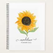 Minimal Rustic Sunflower Personalized Name Script プランナー手帳 (正面)